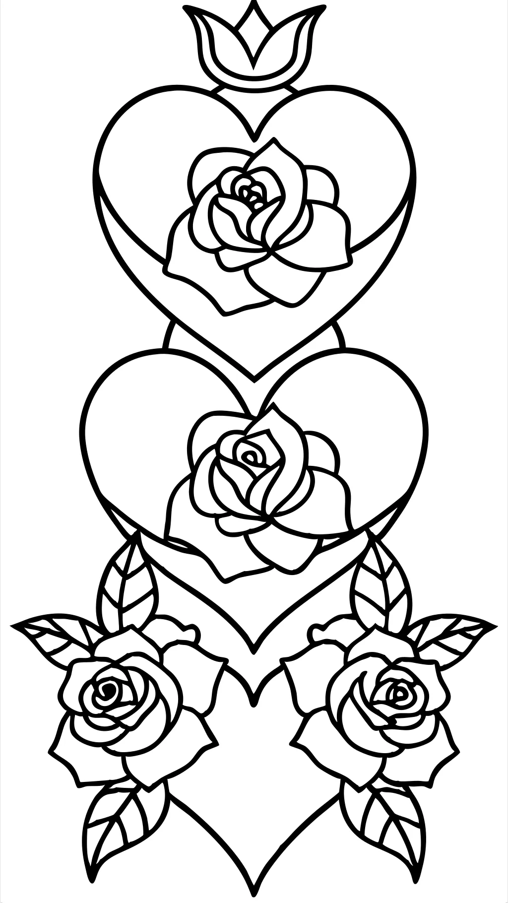 Páginas para colorear de corazones con rosas